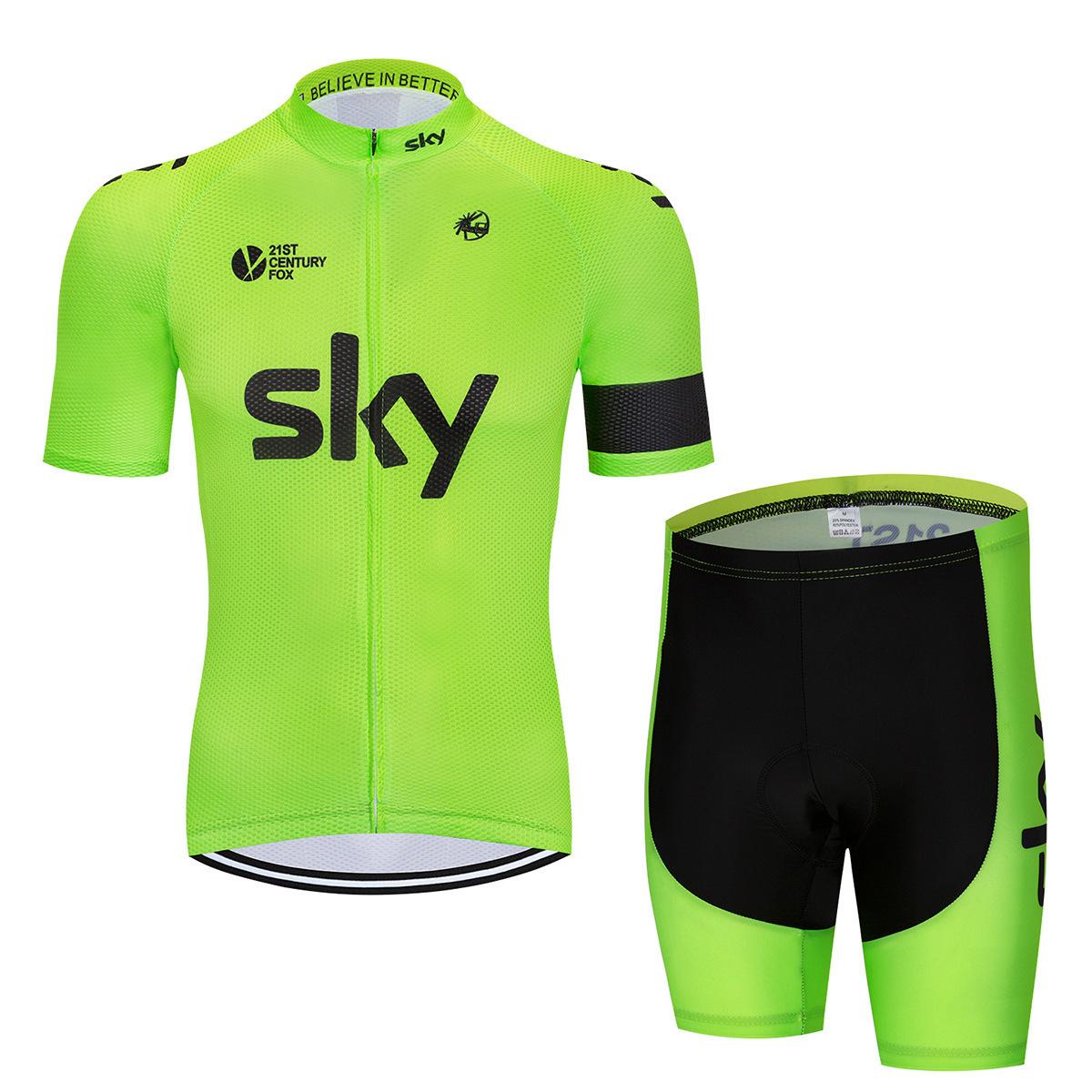 

Bicycle Clothing Sky Team Mountain Bike Bicycle Team Edition Cycling Suit Set Strap Short Sleeve Set 2026 Summer Breathable Cycling Suit Set XS