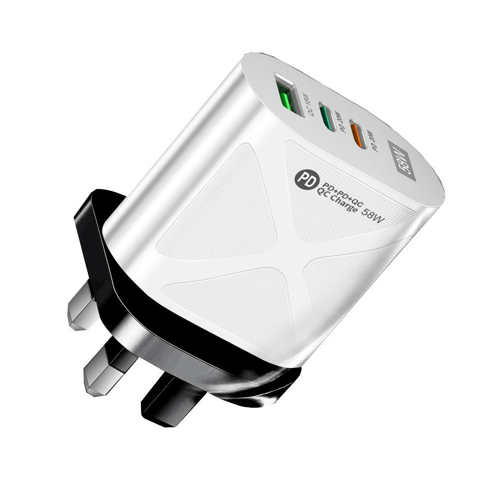 58W Dual Fast Charger with 2PD+QC3.0, EU/US/UK/AU Plugs