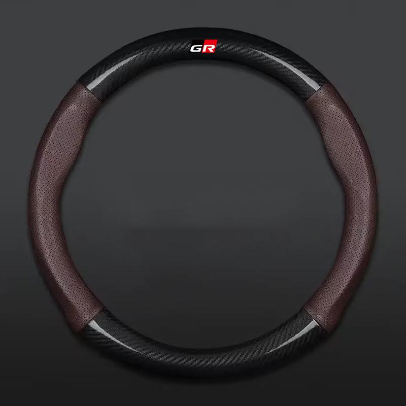 

Super Thin Universal Steering Wheel Cover Genuine Leather Carbon Fiber For Toyota GR Sport Camry Corolla Avanza Yaris Hilux RAV4