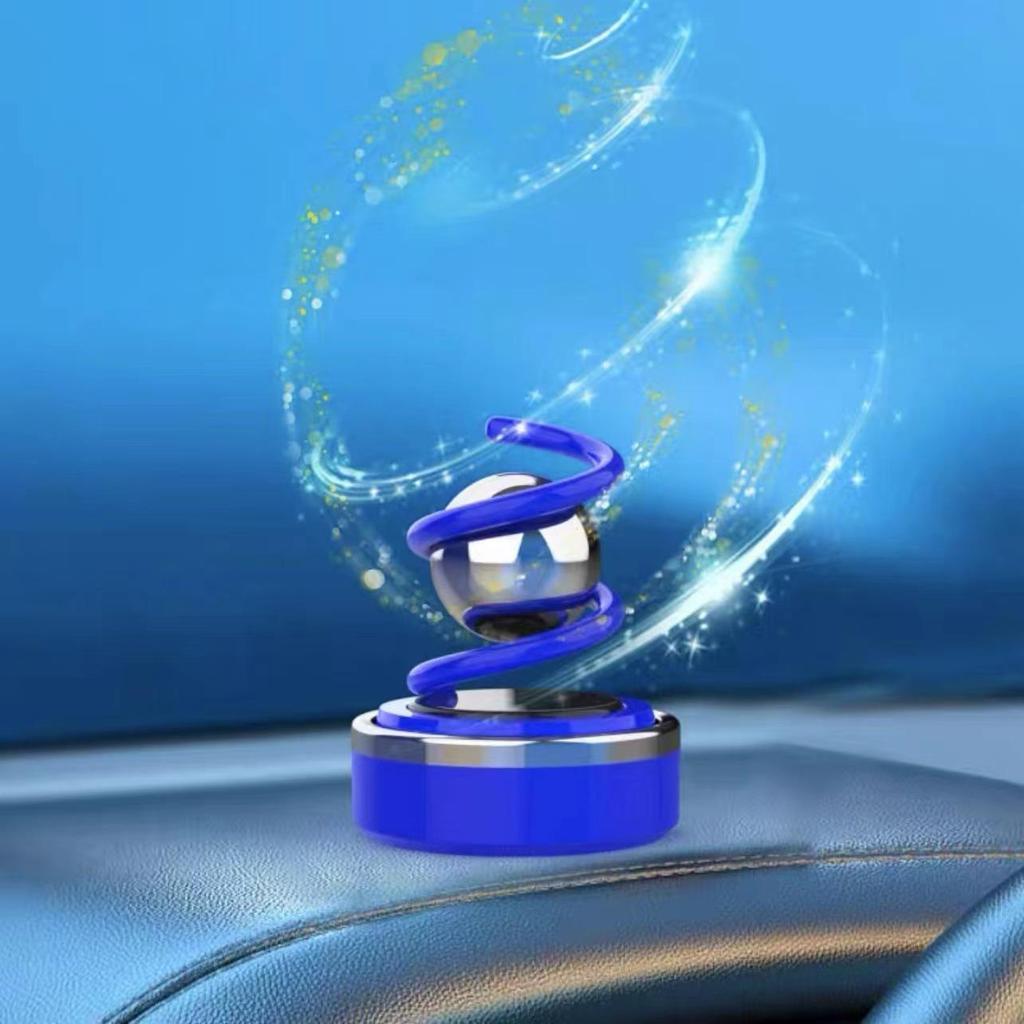Solar-Powered Rotating Car Aromatherapy Ornament with Creative Spring Design