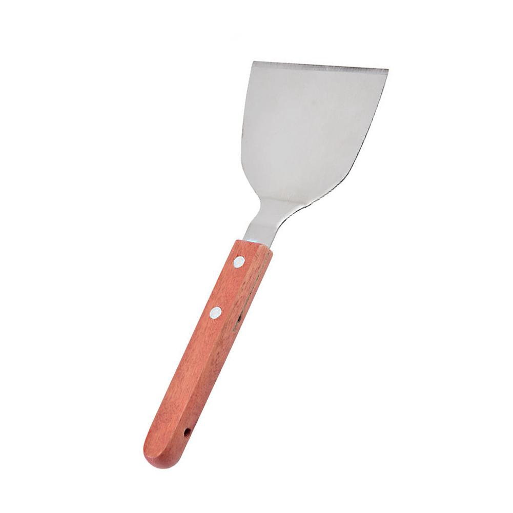 Grill Scraper and Spatula Combined Tool with Stainless Steel Blade and Solid Wood Handle for Multi Task Cooking
