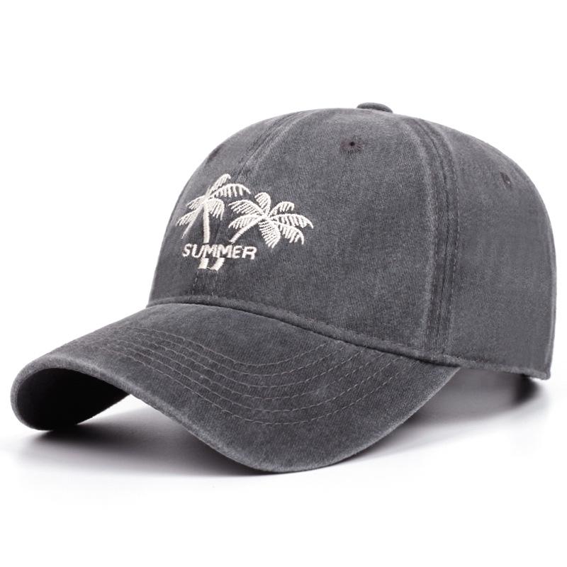 Doitbest Unisex Washed Cotton Cap Coconut Tree Embroidery Vintage Baseball Cap Men Women Casual Outdoor Dad Hats