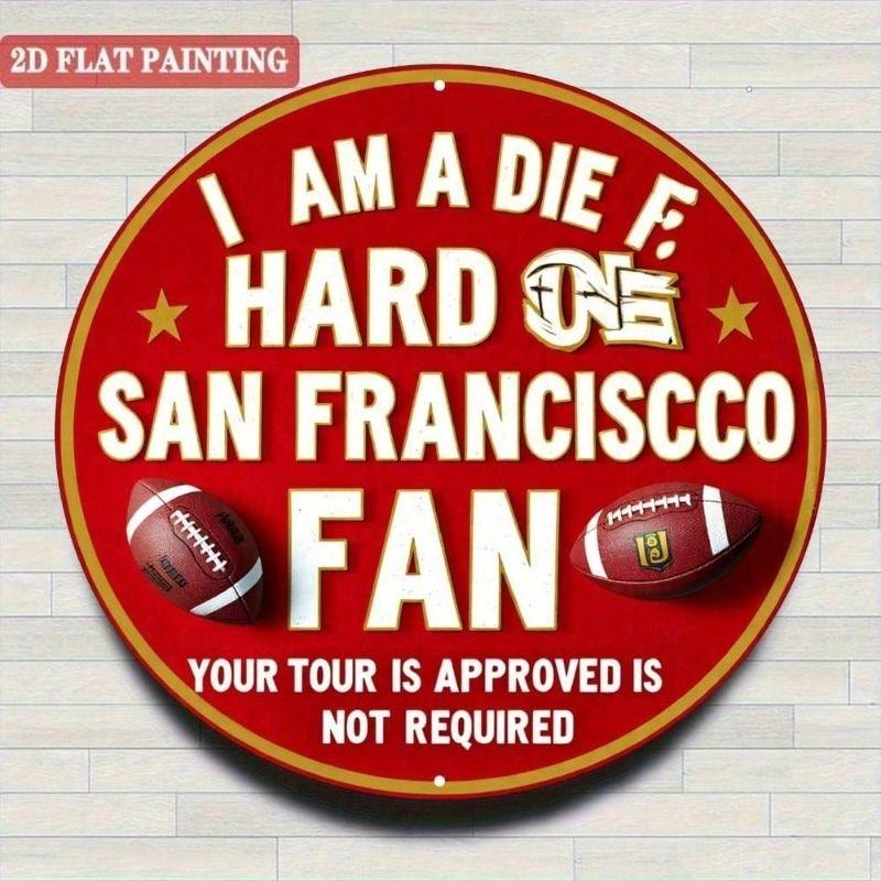 

Metal Wall Poster San Francisco 49ers Fan Gift 8x8 Inch Round Sign Home Decor