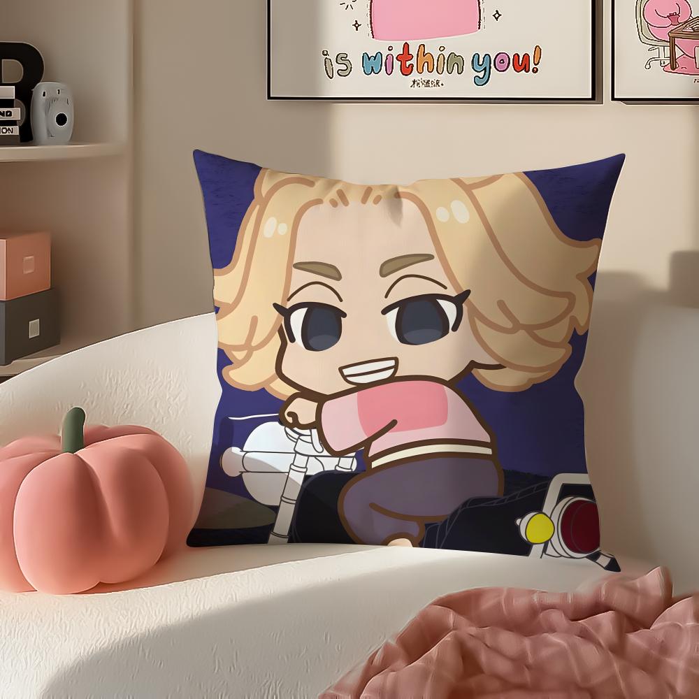 Anime intense Tokyo Revengers Mikey Cushion Cover Pillowcase Short Plush Invisible zipper Room Sofa Cushion Cover