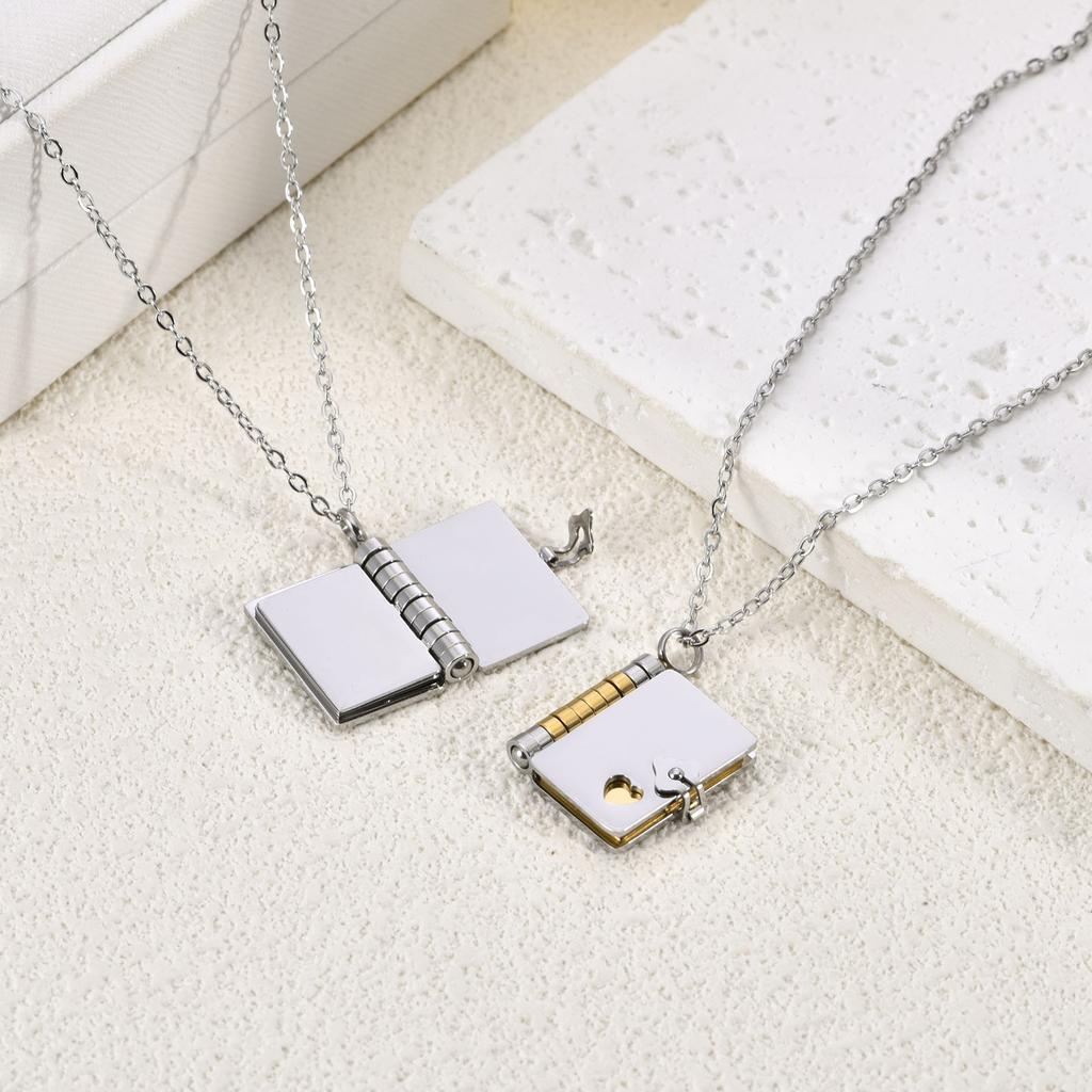 Love Open and Close Book Pendant Necklace Romantic