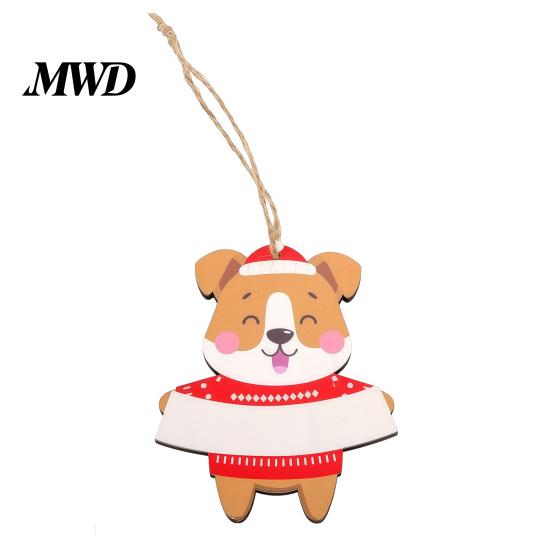 Festive Home Wall Decor Christmas Wooden Ornament, Cute Bear Gingerbread Gnome Cat Dog DIY Holiday Hanging Decorations for Tree, Party Car Reusable