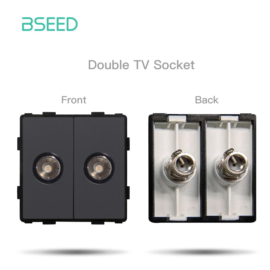 BSEED EU Standard Matte Plastic Socket Frame PC RJ45 TV ST CAT5 Double USB Wall Sockets Light Switches Parts DIY Free Combine