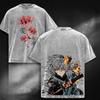 Gabimaru Printed Tee Anime Hell's Paradise Clothing Men Women Retro Washed T-shirts Short Sleeve Tshirt Harajuku Cotton T Shirt