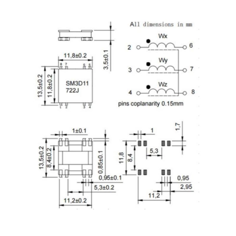 2/5Pcs 3D Inductance Antenna 722J Automobile PKE Low-frequency Receiver Inductor PEPS Entry Inductance Coil For Car Smart Key