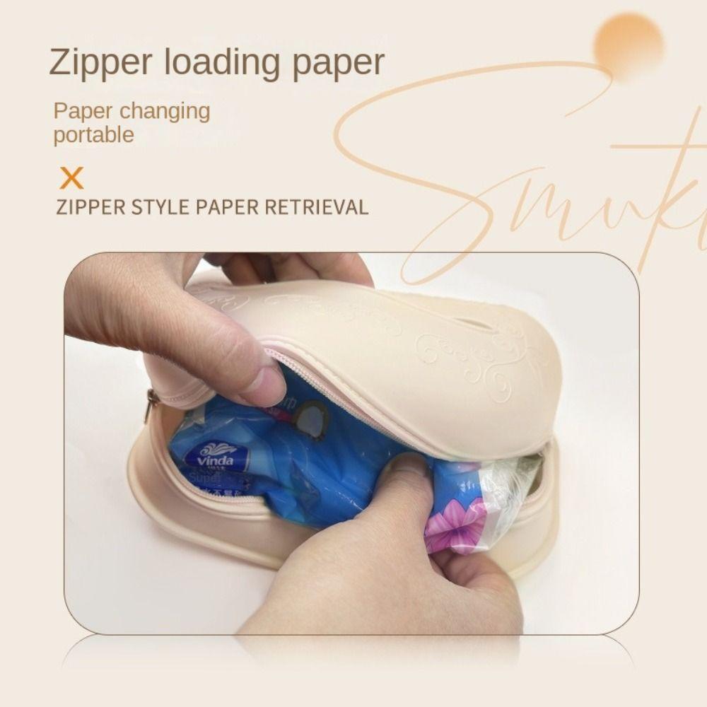 With Zipper Tissue Storage Box Waterproof Car Paper Box Silicone Tissue Box  Home Living Room