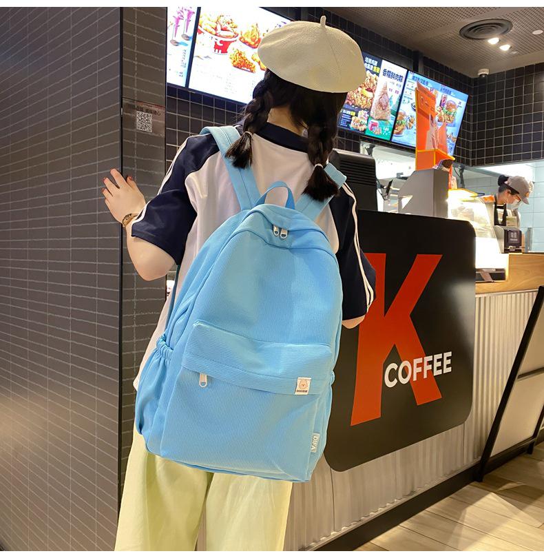 Japanese-Style Cute Solid Color Backpack for Girls and Women, Korean Version, Large Capacity for Middle and High School Students