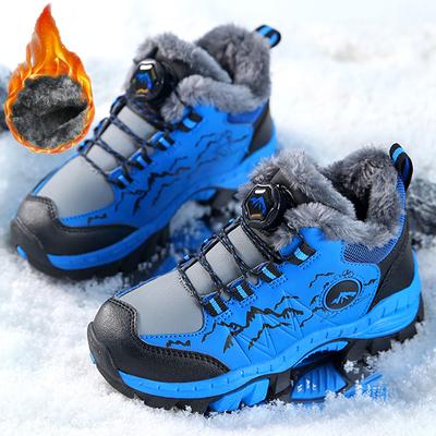 Winter Children's Anti Slip Wear-resistant Velvet Warm Outdoor Hiking Shoes Cotton Shoes Snow Boots Sports and Leisure Shoes