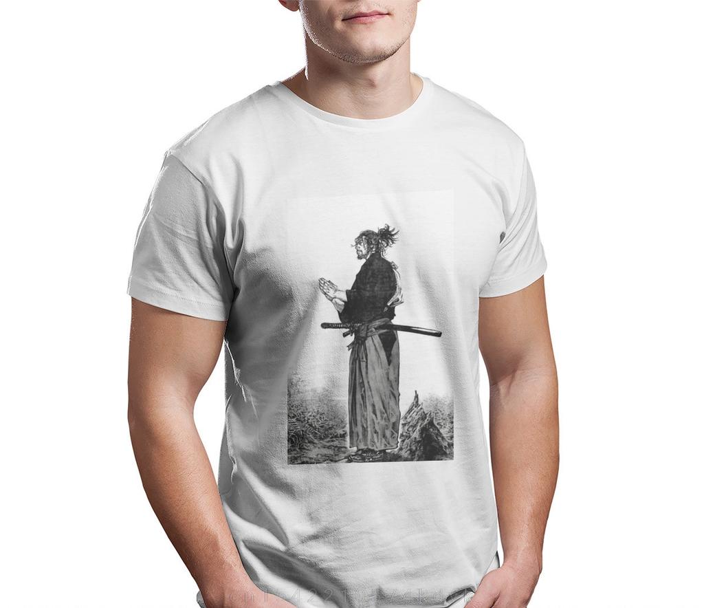 Vagabond Miyamoto Musashi Sasaki Kojiro Manga Pure Cotton Tshirt Manga Samurai Classic T Shirt Homme Men Tee Shirt New Design