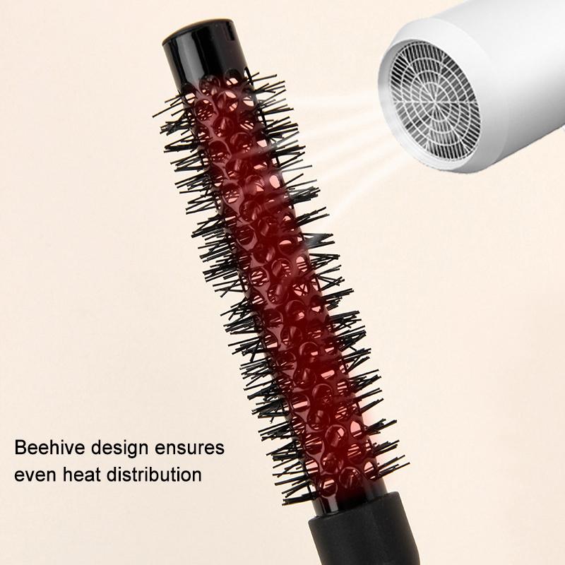Black Round Barrel Hair Comb Hair Styling Hair Brush Nylon Comb Cylinder Curly Hair Comb Aluminum Tube Salon Tools Barber Gift