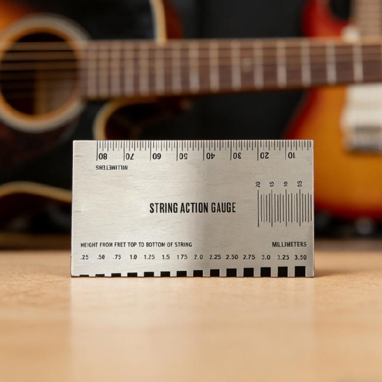 Multifunktionales Gitarrensaitenhöhenmessgerät Instrumentenwartungslineal Geeignet für das Üben zu Hause Professionelle Einstellung