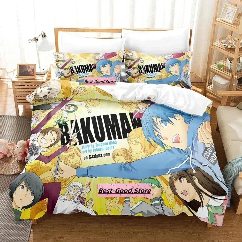 Bakuman Beding Set Printed Bed Linen Set With Pilowcase Soft Duvet Cover Soft Single Double Quen Super King-Sized Dimensionsd Dimensions Adult People