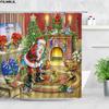Retro olejomalba Vánoční sprchové závěsy Santa Claus Garland Xmas Tree Vintage krb Novoroční dekorace Sada koupelnových závěsů