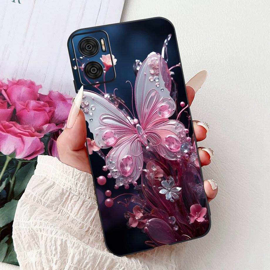 Phone Case For Motorola Moto E22 E22i E22s Motorola E20 E30 E40 E13 E14 Luxury Girly Cartoon Cover Soft Matte Silicone Capa