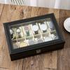 A Faux Leather Watch Storage Box That Holds 12 Watches, Perfect for Displaying Timepieces And Storing Jewelry Like Bracelets
