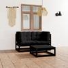 3-piece Garden Set with Cushions Solid Pine Wood