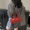 Versatile Color Solid Pu Boston Bag Zipper Closure Women Accessories Bags Travel
