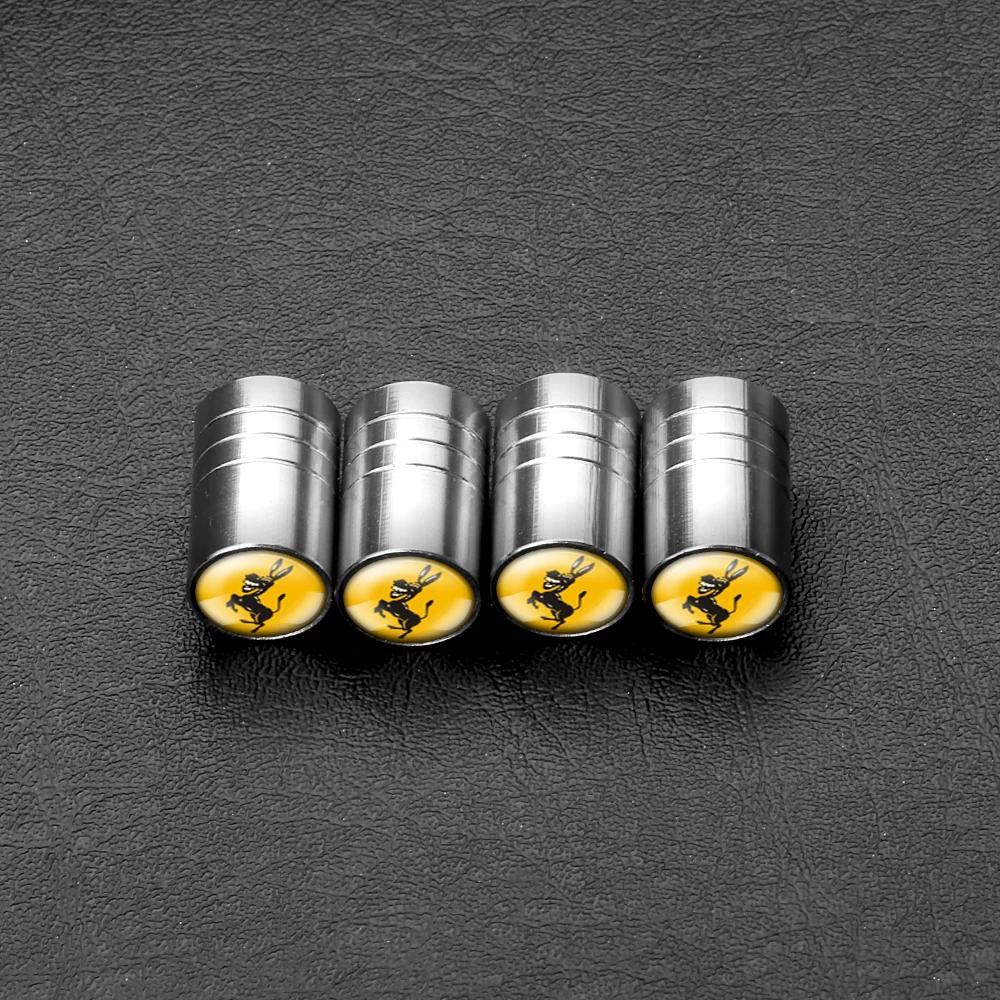 4Pcs Donkey Emblem Car Styling Valve Caps Wheel Tires Air Valve Stem Protective Cover for Ferrari Auto Modification Accessories MQ3
