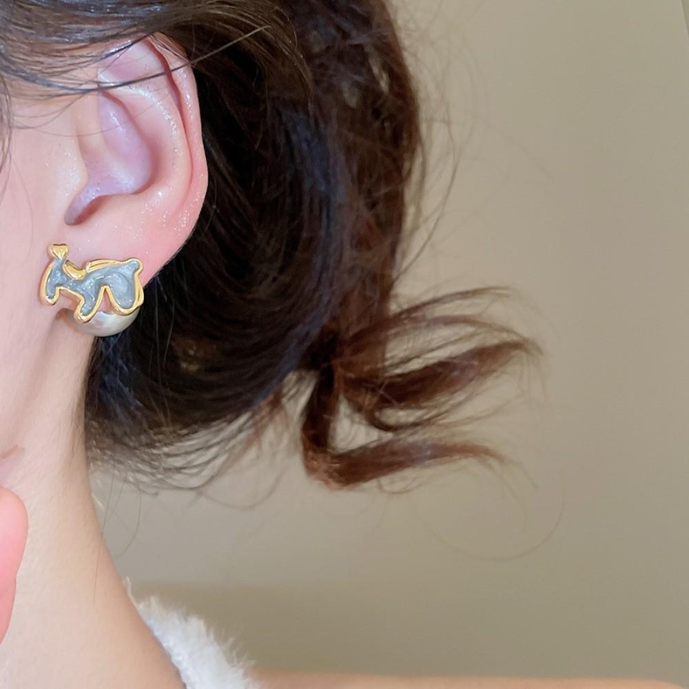 Chinese Style New Year Horse Earrings Fashion Jewelry Horse Mascot Ear Studs  Woman