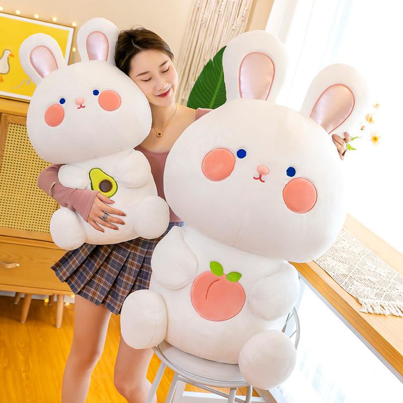 Peach Rabbit Cartoon Plush Toy Stuffed Doll Animal Decoration Cute Gift Kids