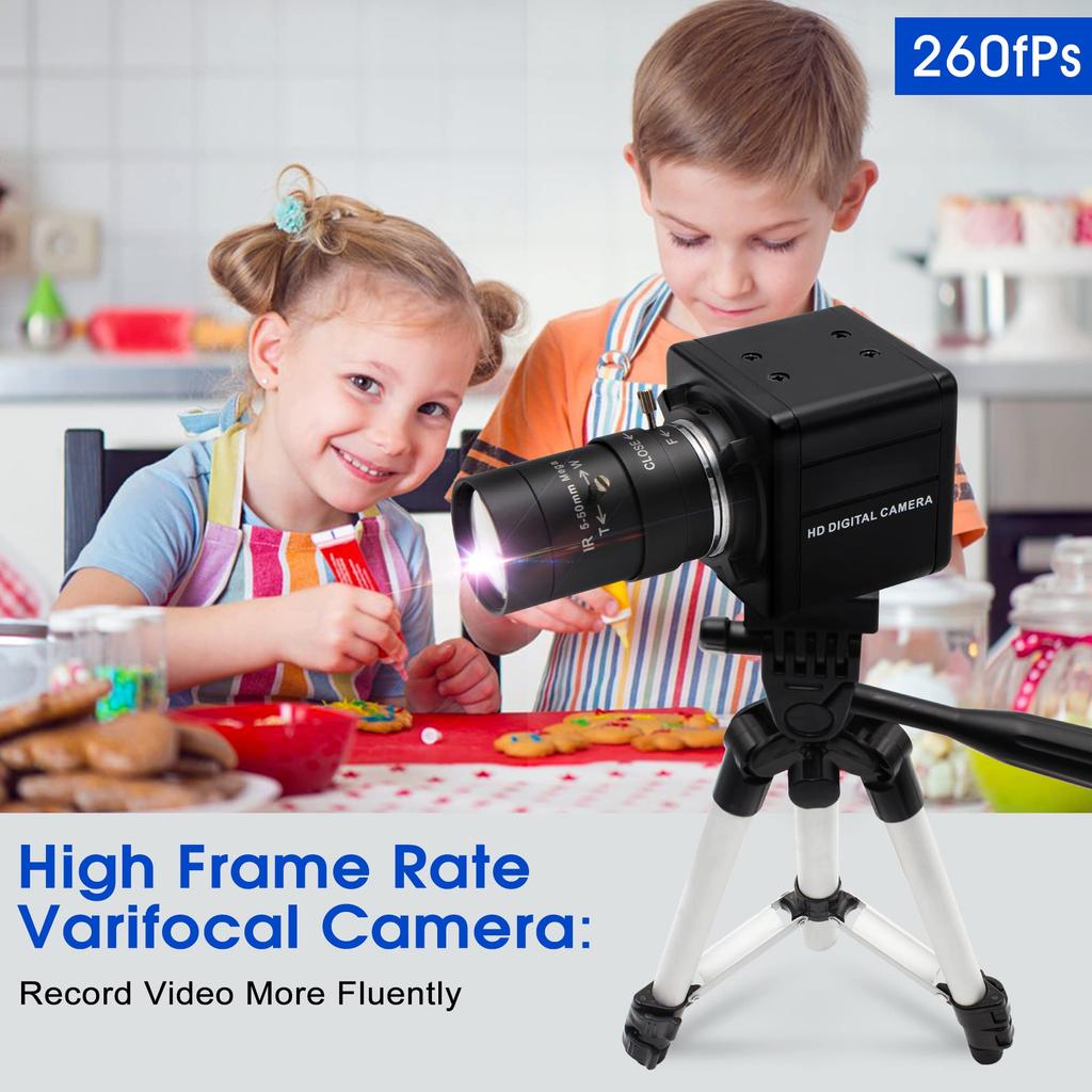 ELP 260fps Optical Zoom 2MP Variable Focus CMOS 1080p 60fps Compatible with Raspberry 720p 120fps USB PC External Zoom 10x Variable Webcam Webcam,