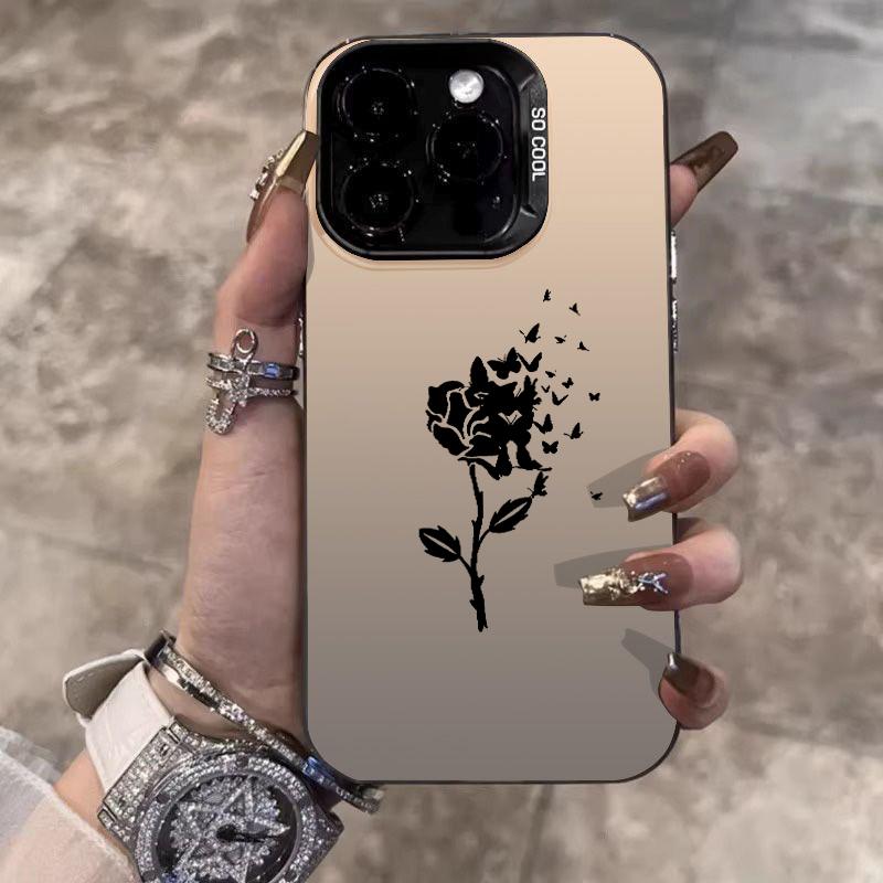 

Black Rose with Butterflies Art Phone Case for iPhone 17 16 15 14 13 12 11 Series Pro Max Plus Double Layer Protection iphone 17 ProMax