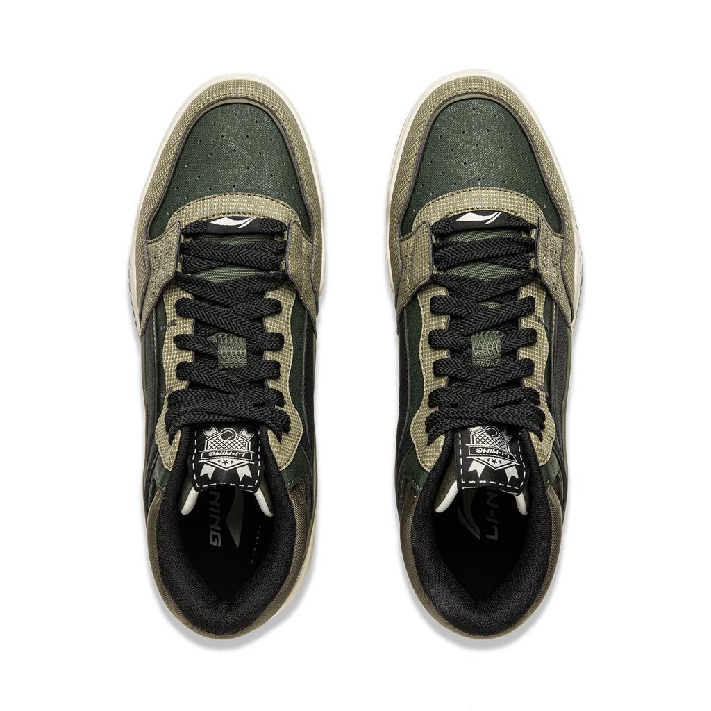 Li Ning Mondweiß Hi Lässig Vielseitig Dicke Sohle Rutschfest Abriebfest Atmungsaktiv High-Top Skateschuhe Herren Sneaker Grün AGCU347-6