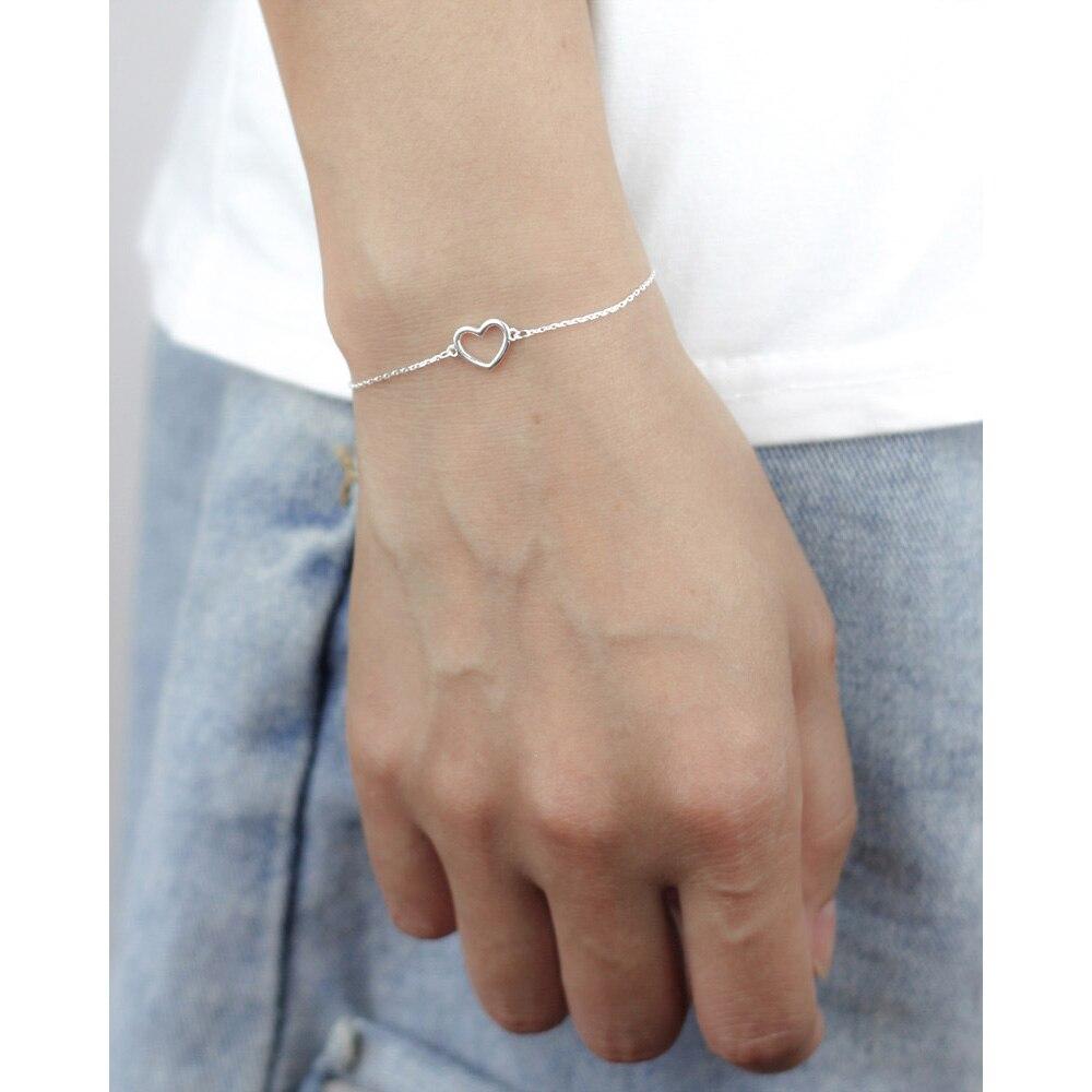 Trusta 100% 925 Sterling Silver Fashion Women's Jewelry Hollow Heart Bracelet 15.5cm For Gift Girl Lady Drop Shipping DS568