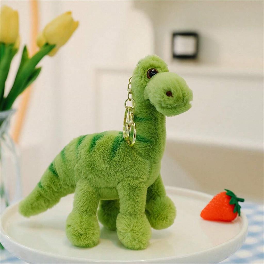 Non-Toxic Fluffy Dinosaur Keychain Long Plush Soft Key Ring For Backpacks Cute Bag Charm Accessory Stuffed Animal Plush Bag Pedant