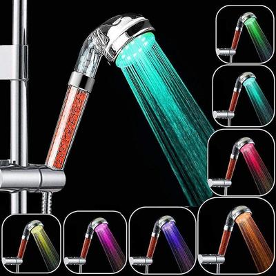 Rovtop LED Douche Flux d'Eau LED Sans Alimentation Facile Automatique Température de Couleur Amplification de Pression Tête 7 Couleurs, Économe en Eau, Alimenté, Lumineux, Salle de Bain,