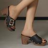 Large size thick high-heeled slippers women's summer new belt buckle fashion Xiyin sandals women