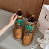 Leather Short Boots Women's Shoes 2025 Autumn and Winter New Thick-soled Lace-up Thick-heeled Locomotive Outdoor Short Boots Women's Martin Boots