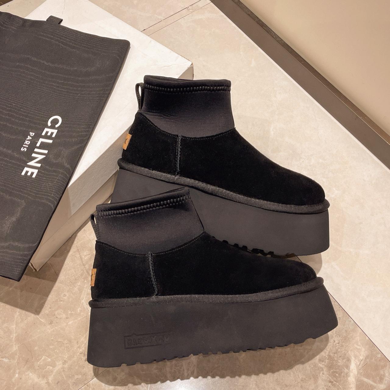 

Флисовые сноубутсы на толстой подошве, новые меховые интегрированные короткие ботинки осень-зима 2025, утепленные нескользящие хлопковые ботинки 40