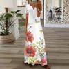 Damen-Sommerkleid, satte Farben, Blumendruck, V-Ausschnitt, Spitze, Patchwork, aushöhlen, kurze Ärmel, plissiert, Boho-Party, Maxikleid, Damenbekleidung