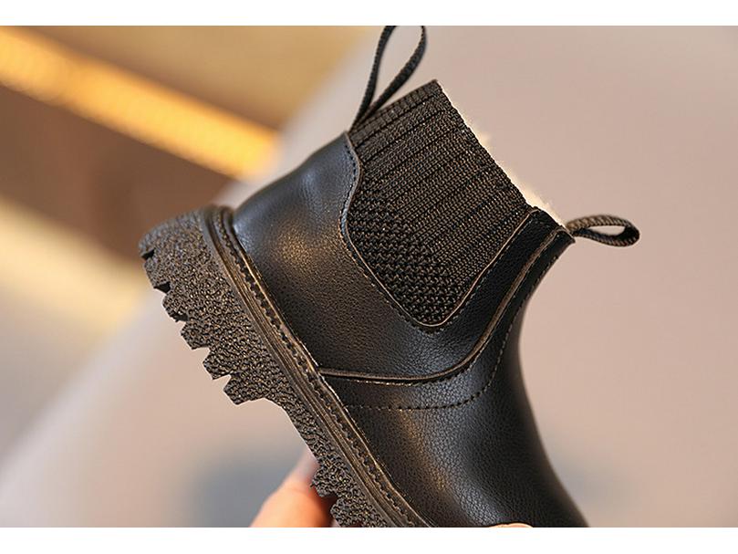 Winter Velvet Kids' British-Style Martin Boots with Side Zipper and Soft Soles