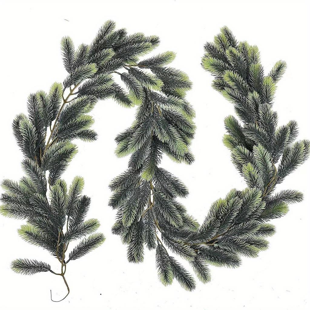1Pc Holiday Decoration Soft Glue Pine Needle Cypress Pine Leaf Simulation Rattan Wall Hanging, Used for Outdoor Holiday Ceremony Decoration
