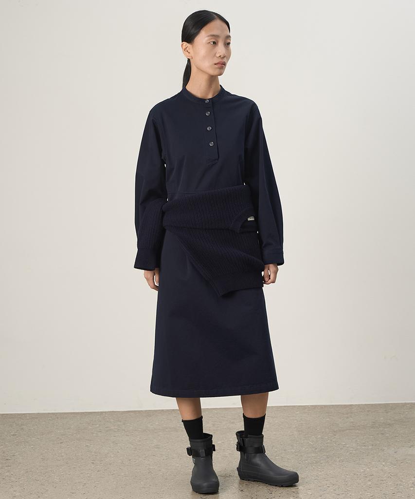 Leopeusaideuhwaiteulabel Stand Collar Shirt Dress Navy