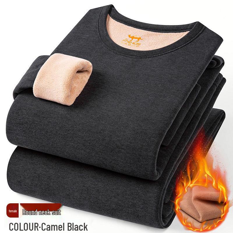 Herren- und Damen-Winter-Thermo-Unterwäsche-Set - Mit Samt gefüttert, Übergröße, Dick und Warm für den Herbst.