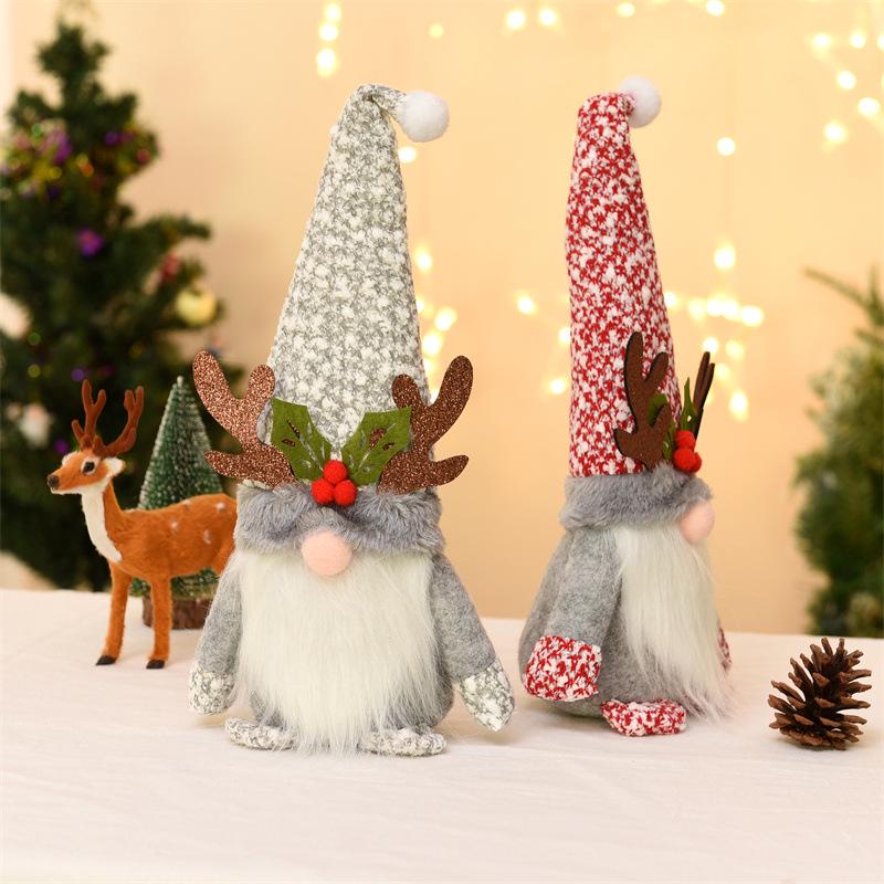 Christmas Antler Doll Figurine – Faceless Old Man for Window Display & Children's Gift