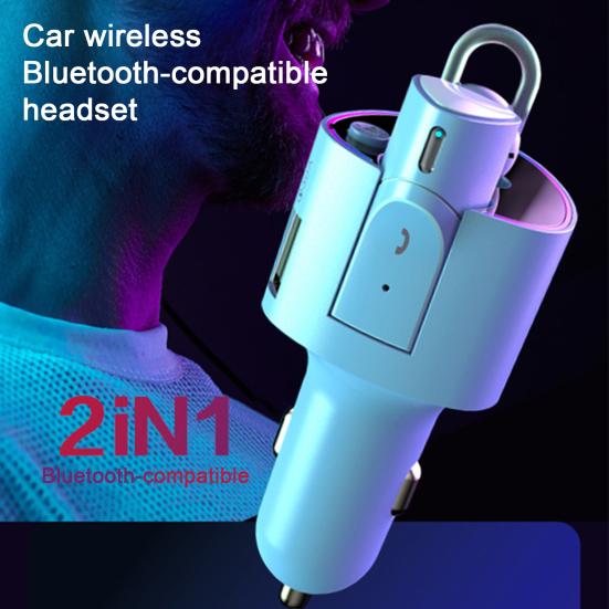 USB Car Charger Practical 2-in-1 Plug And Play Bluetooth-compatible 5.0 Earphone Phone Vehicle Supplies