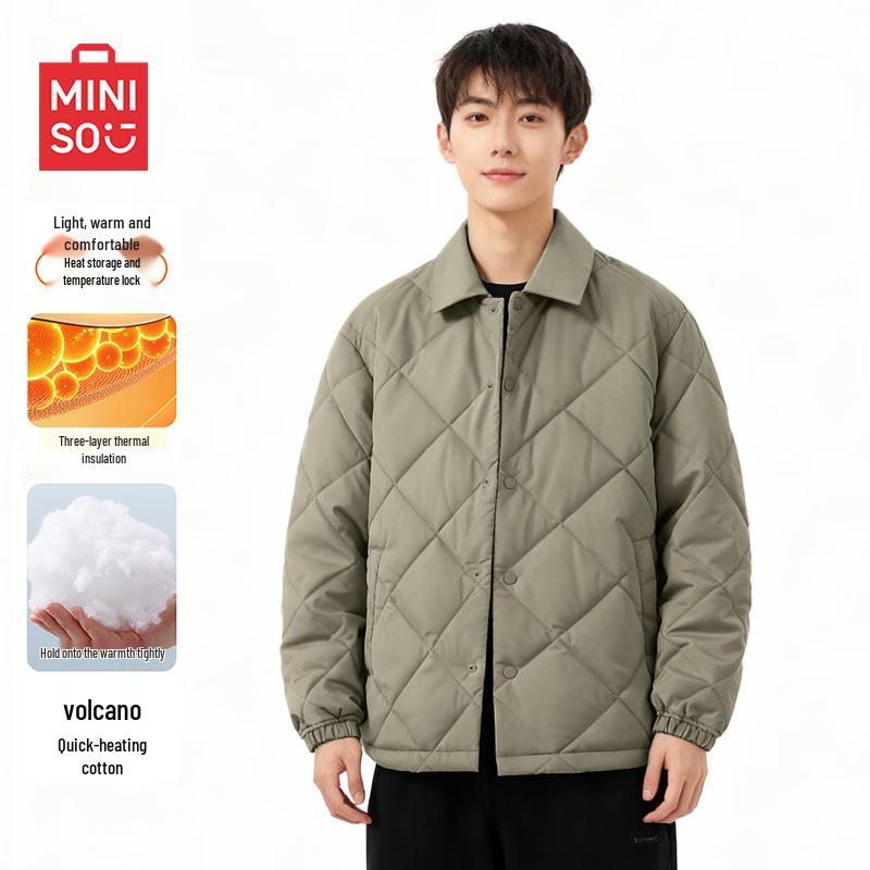 MINISO Men's Plush-Lined Winter Lapel Jacket