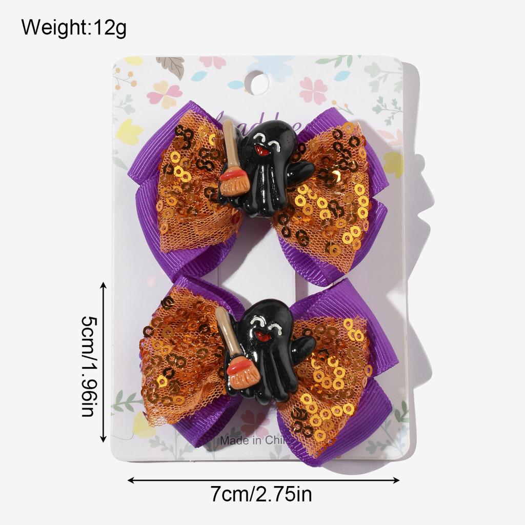 2PCS New Cute Fashion Halloween Cartoon Bow Lovely Girls Hairpins Children Headwear Hairgrip Hair Clips Hair Accessories