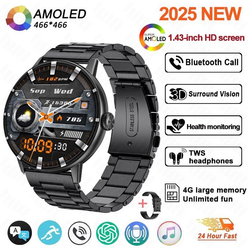 2026 New 4GB large Memory Man Woman Smartwatch 3D Surround Vision Built-in App AI Voice Assistant Music TWS Headphone Smartwatch