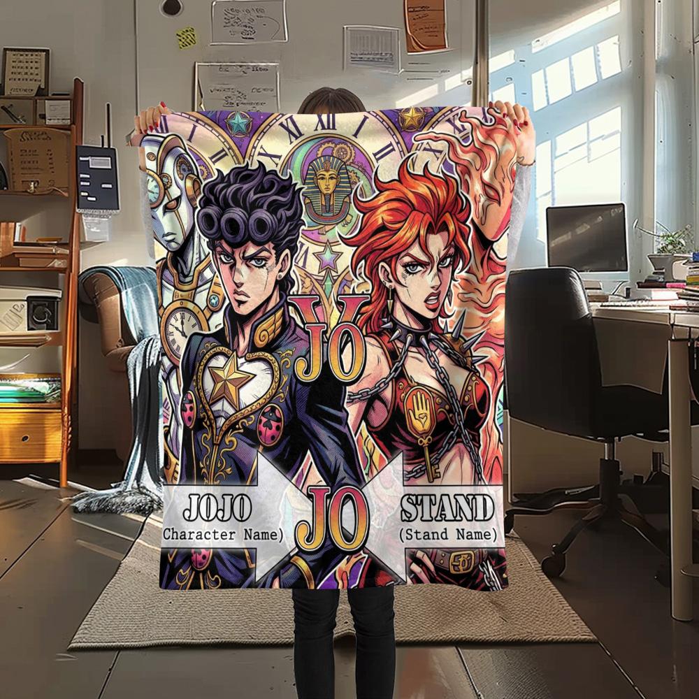 1 Stück Jojo's Bizarre Adventure Gemusterte Flanelldecke Geeignet für Alle Jahreszeiten Für Heimdekoration Wärme Und Komfort Geschenke Weihnachtsgeschenk
