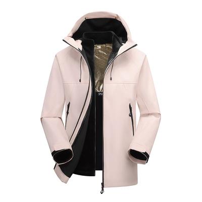 Herren- und Damen-Dreiteiler für Frühling und Herbst, Retro-Farbblock, mit Kapuze, wind- und wasserdichte Bergsteigerjacke