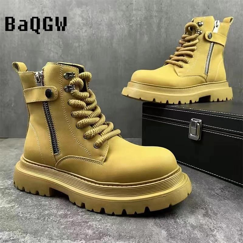 Fashion Autumn New Arrival Fashion Casual British Style Designer Motorcycle Boots Comfortable High Quality Winter Warm Lace Up Men Shoes